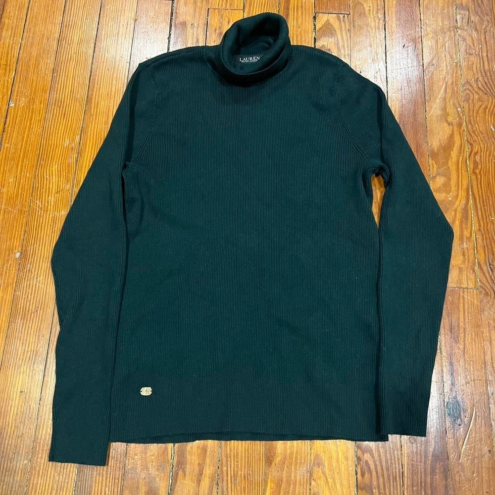 Ralph Lauren forest green ribbed turtle neck pull over sweater Size XL